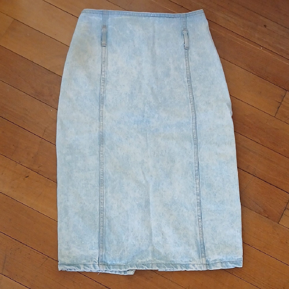 BONGO Light Blue Denim Pencil Skirt Vintage Size Acid Wash 80s